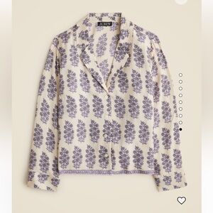 NWT J. Crew Cream and Purple Floral Blouse